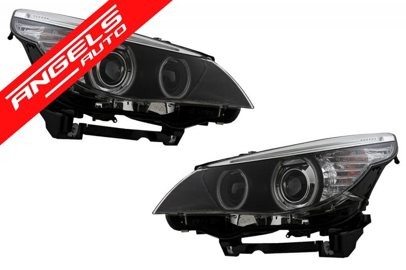 Faruri compatibile cu BMW Seria 5 E60 E61 (2003-2004) Negru LCI Look pentru Xenon D2S