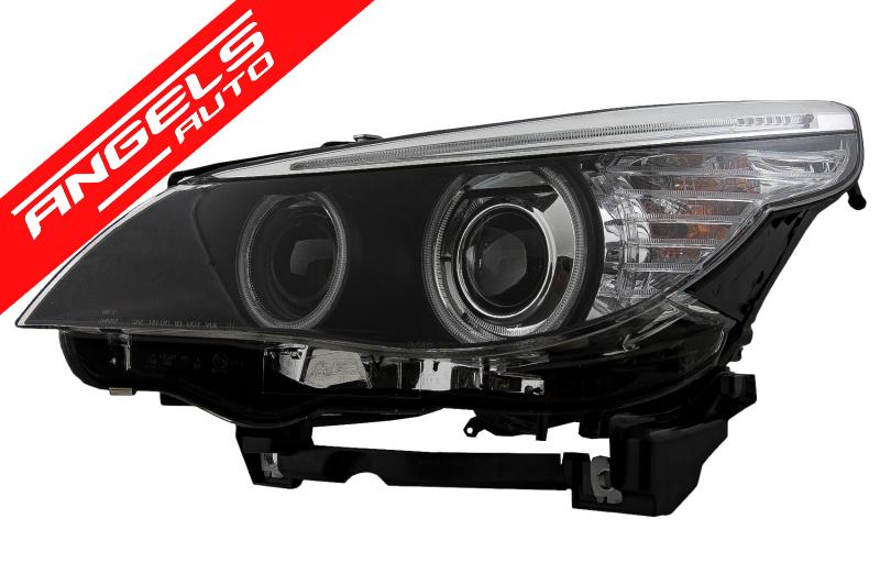Faruri compatibile cu BMW Seria 5 E60 E61 (2003-2004) Negru LCI Look pentru Xenon D2S - imagine 4