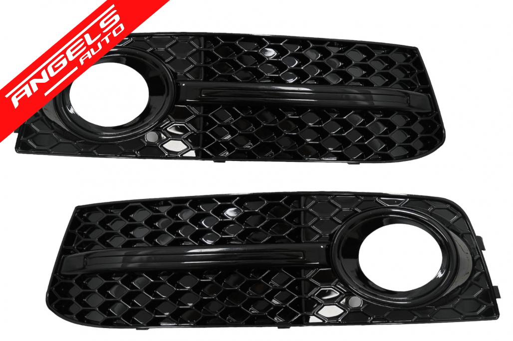 Grile Laterale Bara Fata compatibile cu Audi A4 B8 8K (2007-2011) S4 Negru Lucios
