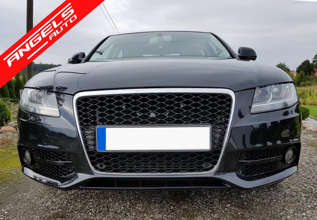 Grile Laterale Bara Fata compatibile cu Audi A4 B8 8K (2007-2011) S4 Negru Lucios - imagine 7