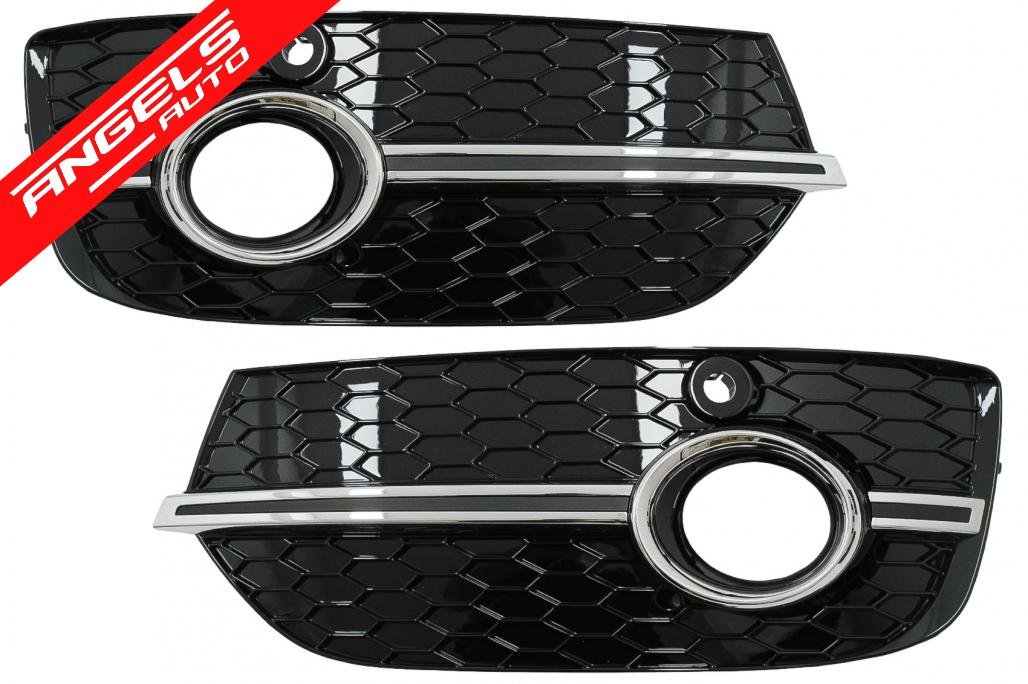 Grile Bara Fata compatibile cu Audi Q3 8U (2011-2014) RS Design Negru Crom