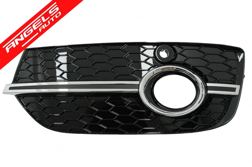 Grile Bara Fata compatibile cu Audi Q3 8U (2011-2014) RS Design Negru Crom - imagine 2