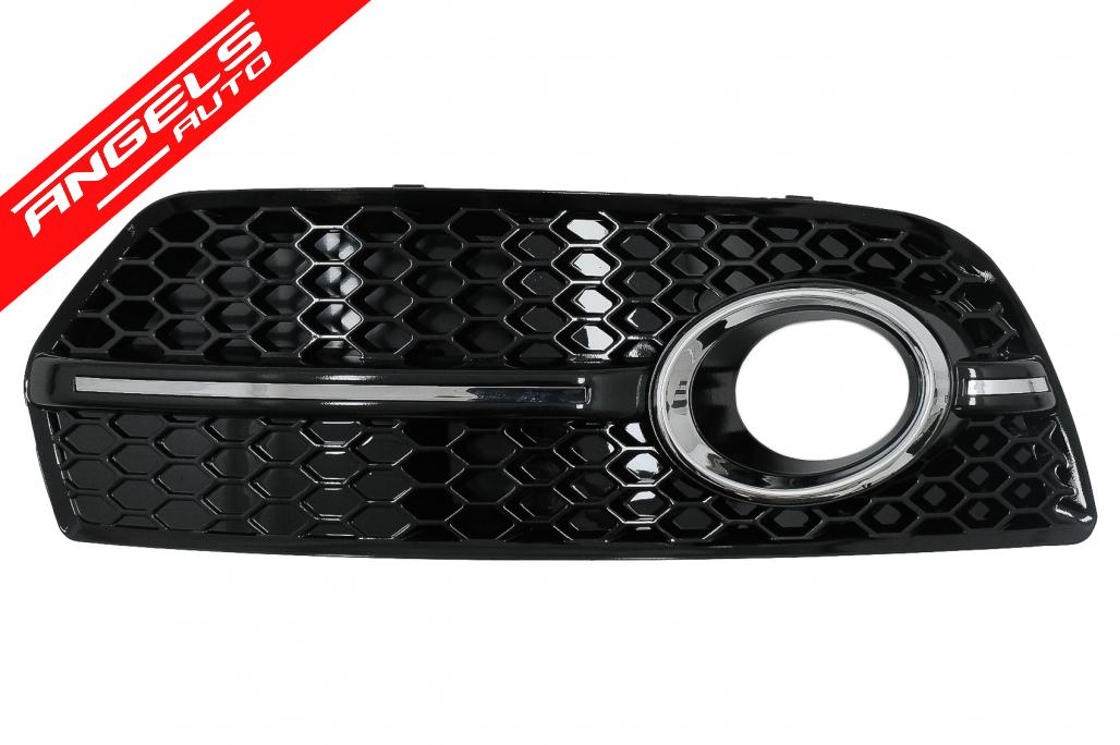 Grile Bara Fata compatibile cu Audi Q5 SUV 8R (2008-2011) RS Look Negru Lucios&Crom - imagine 2