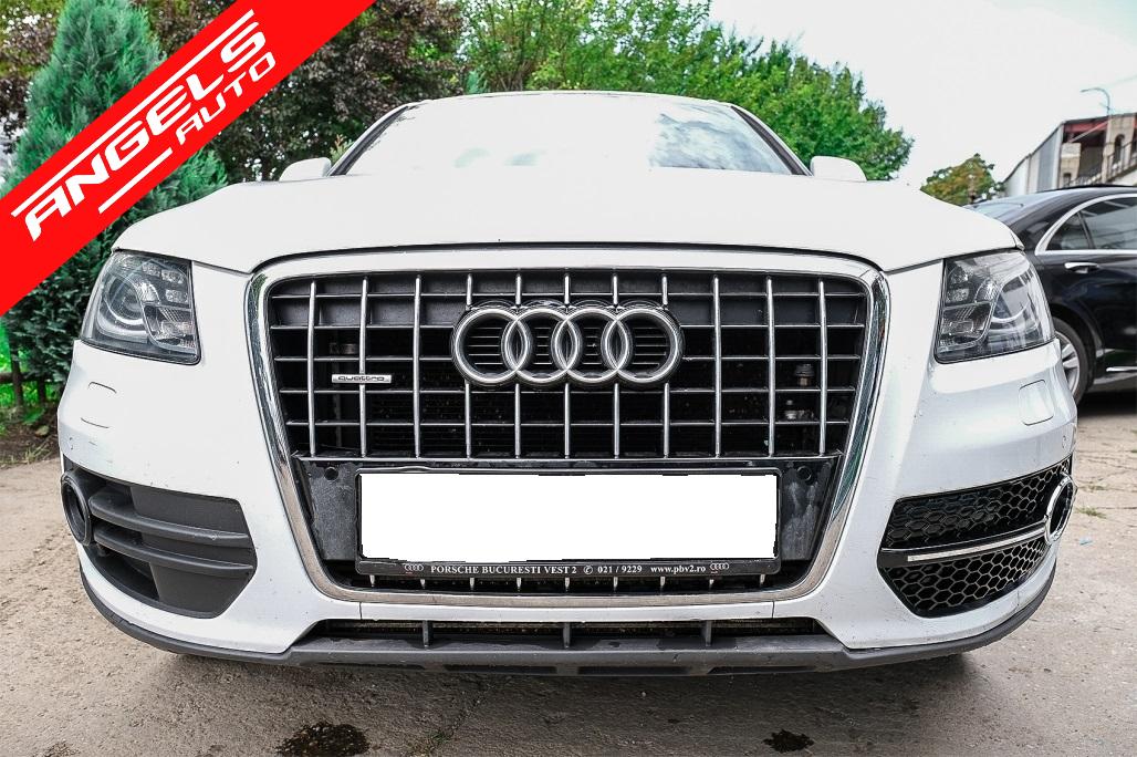 Grile Bara Fata compatibile cu Audi Q5 SUV 8R (2008-2011) RS Look Negru Lucios&Crom - imagine 8