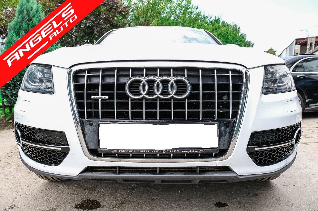 Grile Bara Fata compatibile cu Audi Q5 SUV 8R (2008-2011) RS Look Negru Lucios&Crom - imagine 5