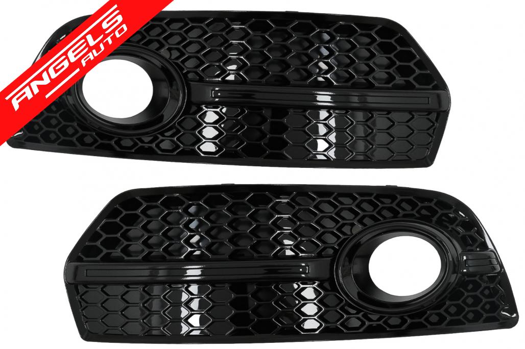 Grile Bara Fata compatibile cu Audi Q5 SUV 8R (2008-2011) RS Design Negru Lucios