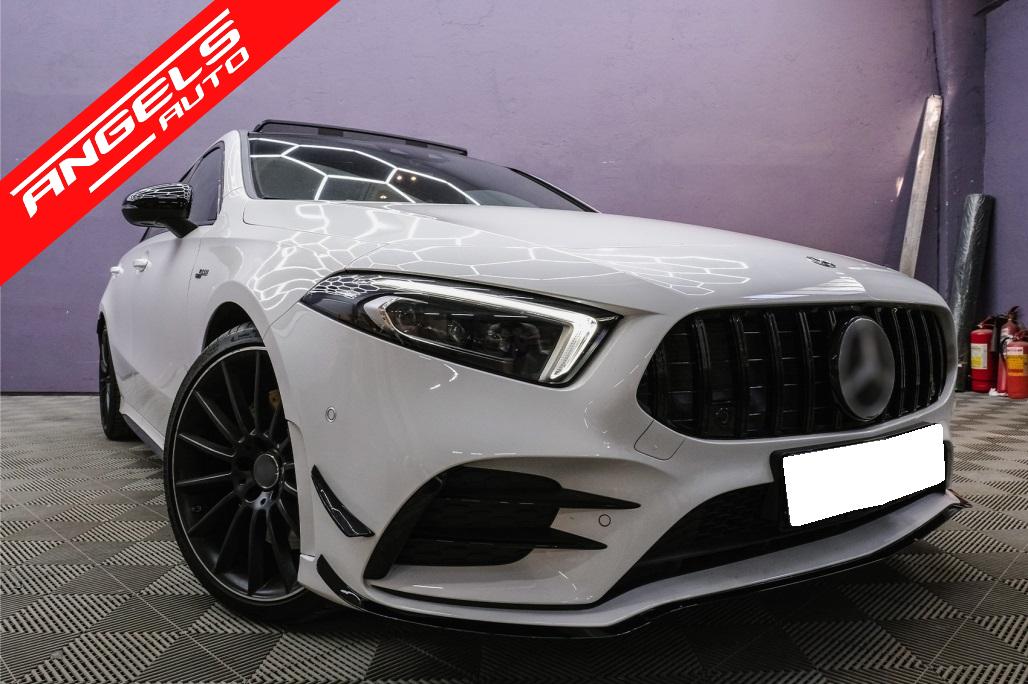 Lip Bara Fata compatibil cu Mercedes A-Class W177 V177 (2018-up) A35 Editia Neagra - imagine 9