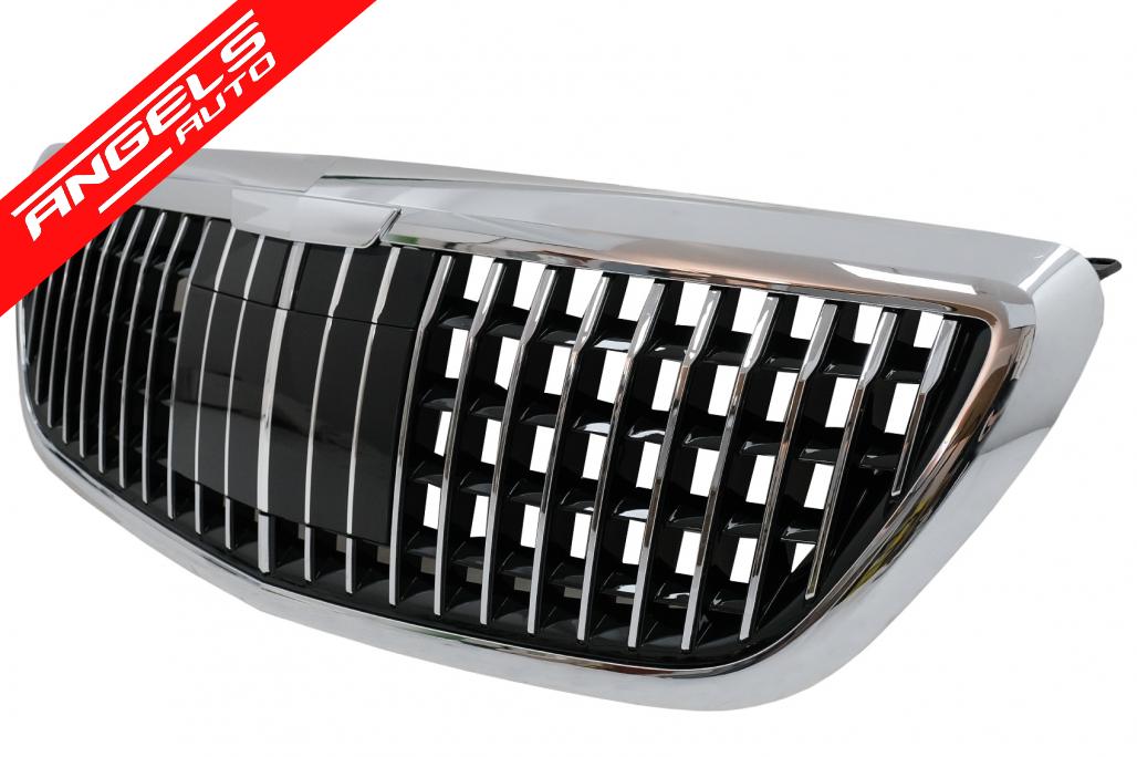 Grila compatibila cu Mercedes S-Class W222 X222 (2014-up) Vertical Design Crom - imagine 3