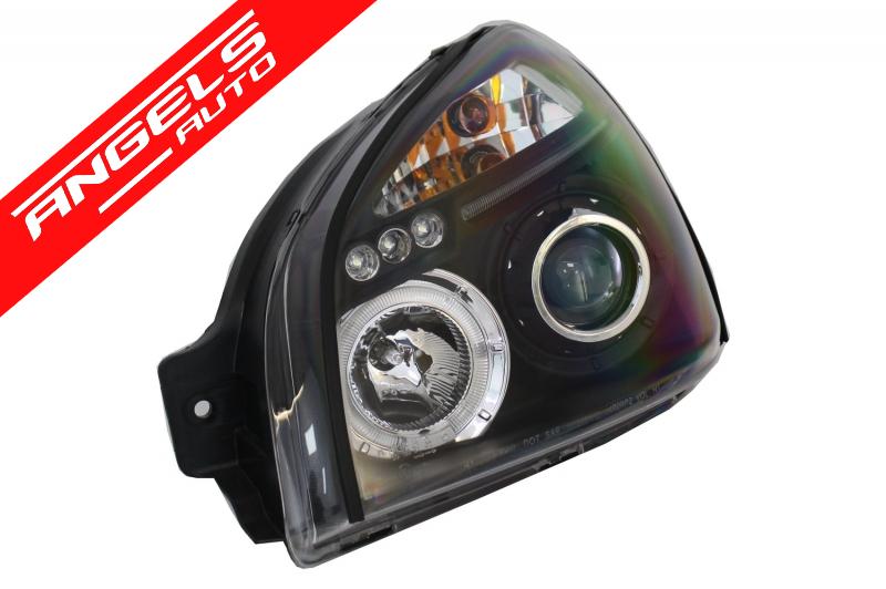 Faruri compatibile cu Hyundai Tucson (2004-2010) Negre Angel Eyes - imagine 4