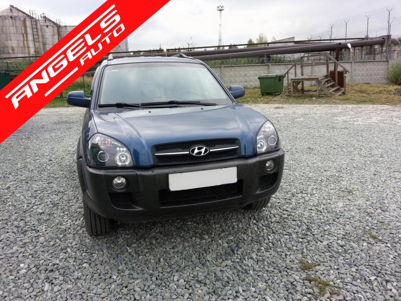 Faruri compatibile cu Hyundai Tucson (2004-2010) Negre Angel Eyes - imagine 8