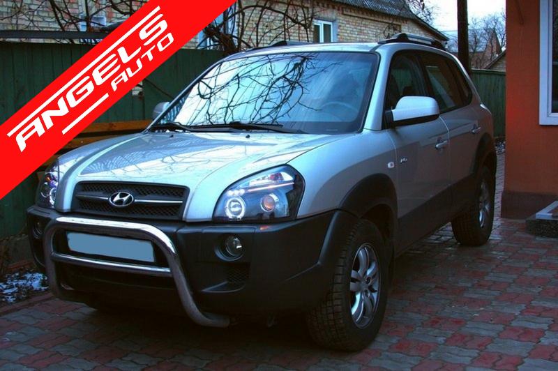 Faruri compatibile cu Hyundai Tucson (2004-2010) Negre Angel Eyes - imagine 6