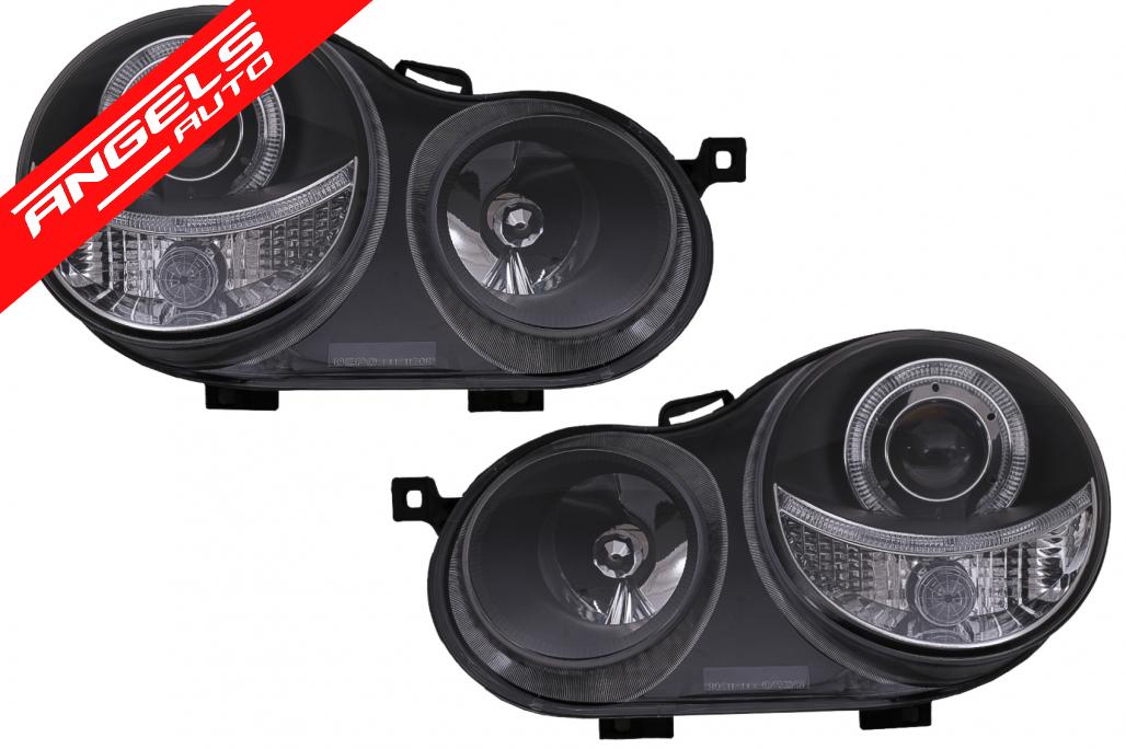 Faruri compatibile cu VW Polo 9N (2001-2005) Angel Eyes Fundal Negru