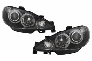 Faruri compatibile cu PEUGEOT 206 (2002-2008) Fundal Negru Angel Eyes