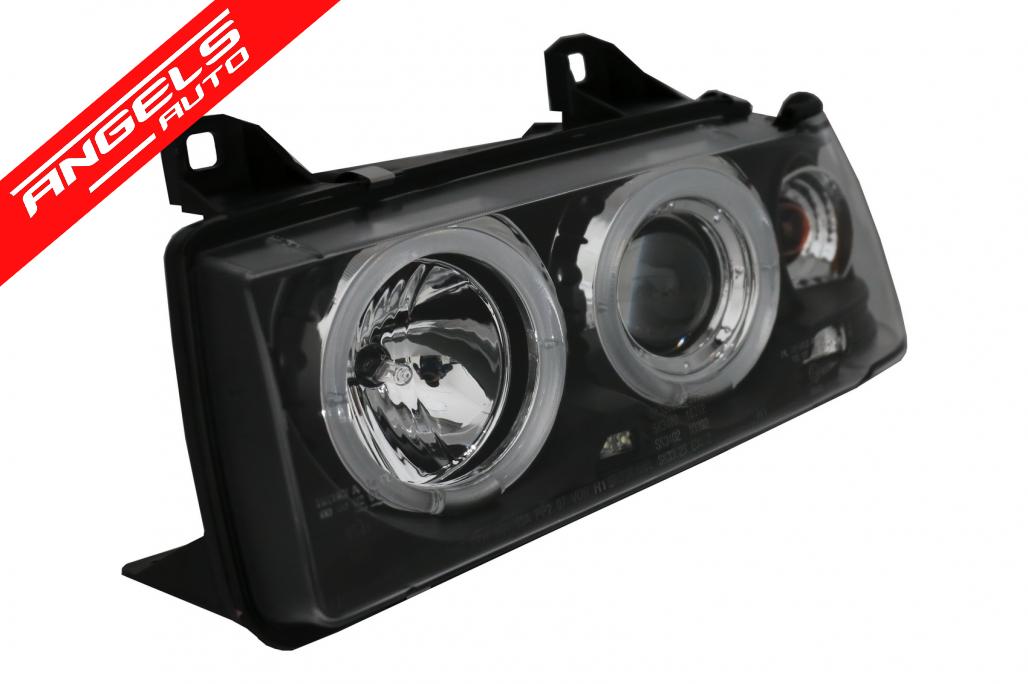 Faruri compatibile cu BMW Seria 3 E36 (1990-1999) Angel Eyes Black - imagine 2