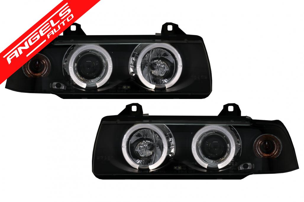 Faruri compatibile cu BMW Seria 3 E36 (1990-1999) Angel Eyes Black