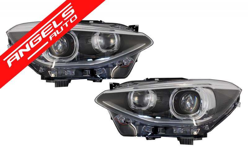 Faruri compatibile cu BMW F20 F21 (2011-2014) LED DRL Angel Eyes Negru