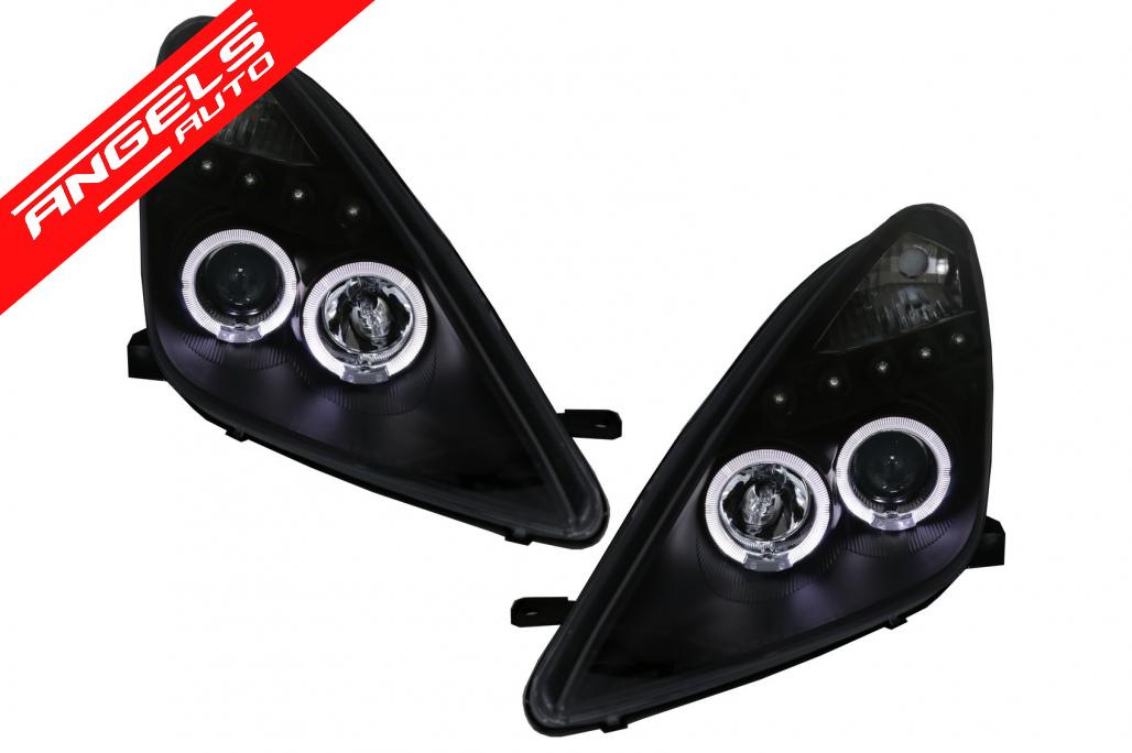 Faruri LED compatibile cu Toyota Celica T230 (1999-2005) Angel Eyes Negru - imagine 6