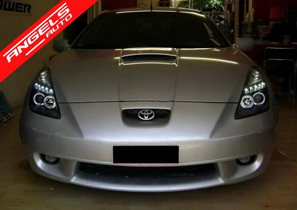 Faruri LED compatibile cu Toyota Celica T230 (1999-2005) Angel Eyes Negru - imagine 8