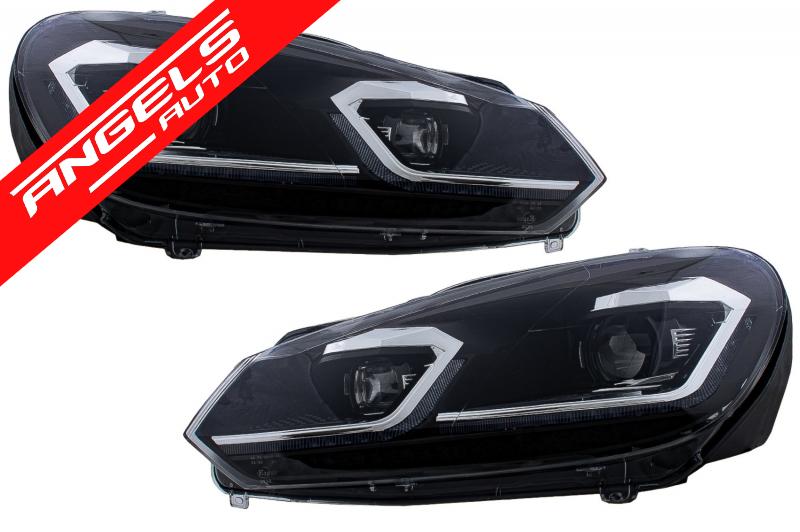 Faruri compatibile cu VW Golf 6 Facelift G7.5 Look Silver Semnalizare Secventiala LED