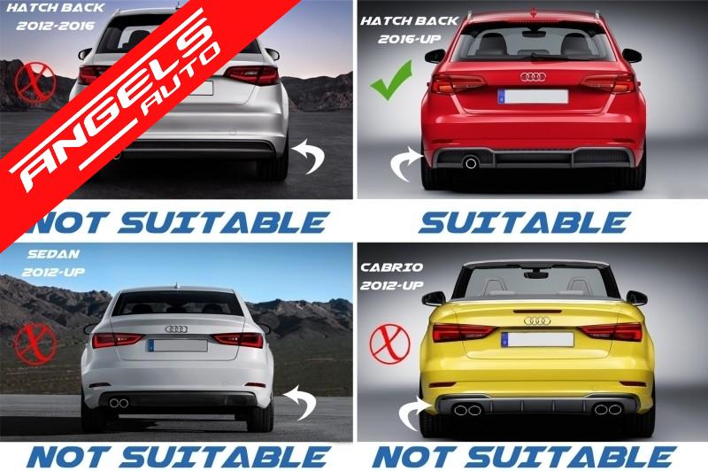 Difuzor Bara Spate compatibil cu Audi A3 8V Sline Facelift (2016-2019) RS3 Design - imagine 8