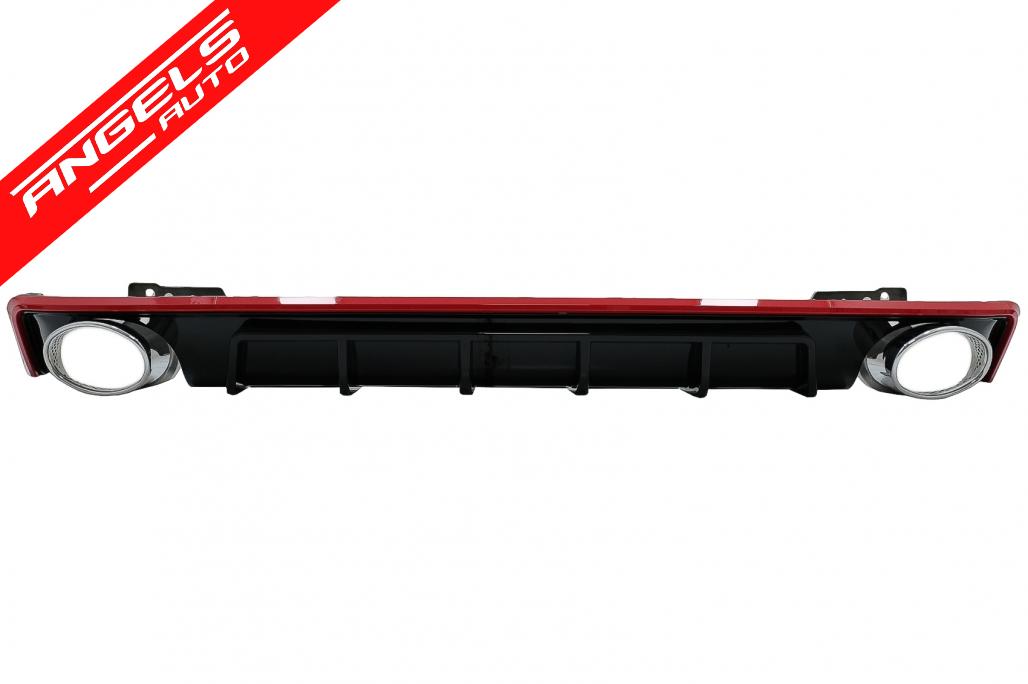 Difuzor Bara Spate cu Tobe compatibil cu Audi A6 C8 4K 2018+ RS6 Look Rosu