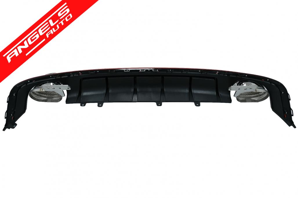 Difuzor Bara Spate cu Tobe compatibil cu Audi A6 C8 4K 2018+ RS6 Look Rosu - imagine 5