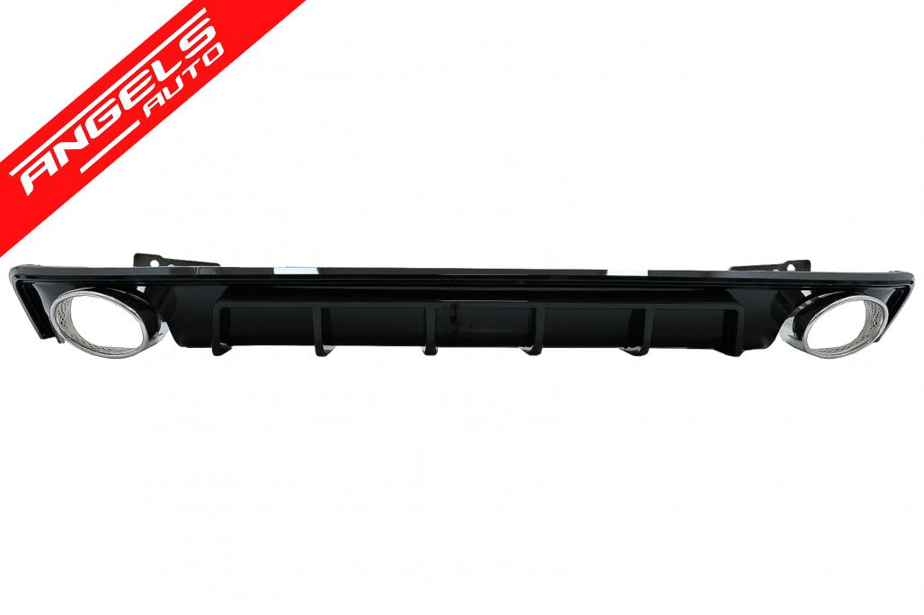 Difuzor Bara Spate cu Tobe compatibil cu Audi A6 C8 4K 2018-up RS6 Look Negru - imagine 2