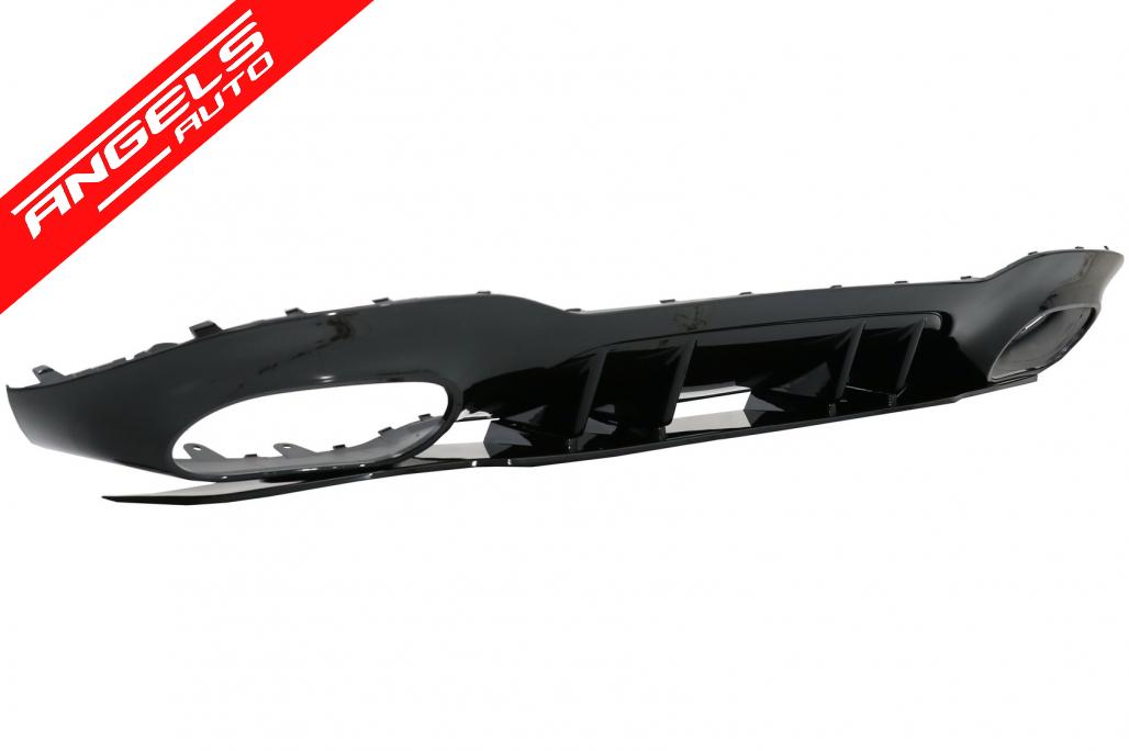 Difuzor Bara Spate compatibil cu Mercedes A-Class V177 Sedan 2018-up Evacuari Negre - imagine 3