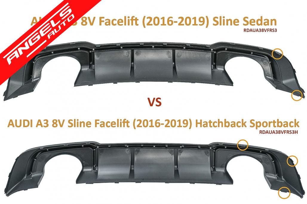 Difuzor Bara Spate compatibil cu Audi A3 8V Sline Facelift (2016-2019) RS3 Design - imagine 8