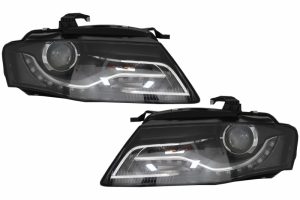 Faruri compatibile cu Audi A4 B8 8K (09.2007-10.2011) Fundal Negru Xenon Cu DRL LED