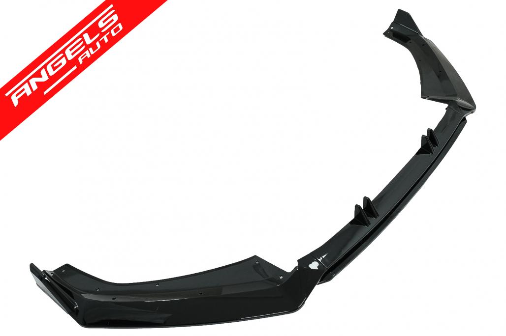 Lip Bara Fata compatibil cu Audi A4 B9 8W S-Line (2016-2018) Negru Lucios - imagine 3
