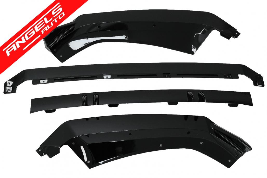 Lip Bara Fata compatibil cu Audi A4 B9 8W S-Line (2016-2018) Negru Lucios - imagine 4