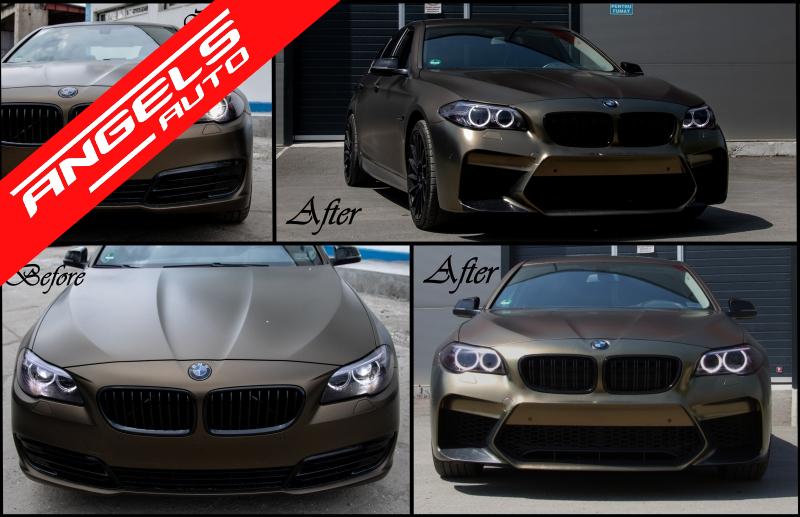Bara Fata cu Grile compatibila cu BMW Seria 5 F10 F11 (2011-2017) M5 G30 Design - imagine 5