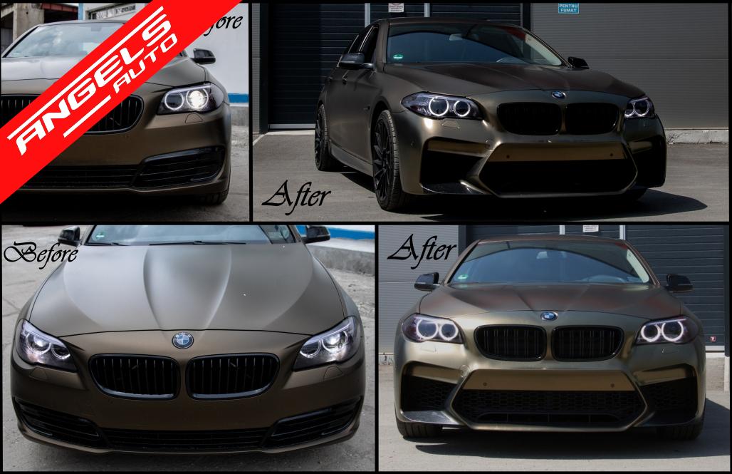 Bara Fata cu Nari compatibila cu BMW Seria 5 F10 F11 (2011-2017) M5 G30 Look Fara PDC - imagine 5