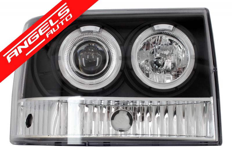Faruri compatibile cu Jeep Grand Cherokee I ZJ (1993-up) Angel Eyes Fundal Negru - imagine 2