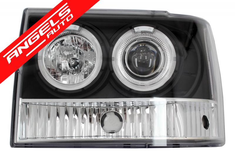 Faruri compatibile cu Jeep Grand Cherokee I ZJ (1993-up) Angel Eyes Fundal Negru - imagine 3