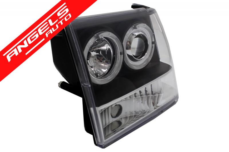 Faruri compatibile cu Jeep Grand Cherokee I ZJ (1993-up) Angel Eyes Fundal Negru - imagine 4