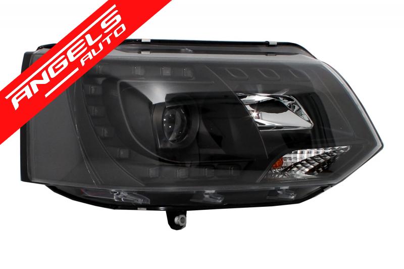 Faruri compatibile cu VW Transporter T5 (2010-2015) Fundal Negru LED DRL Dayline Look - imagine 6