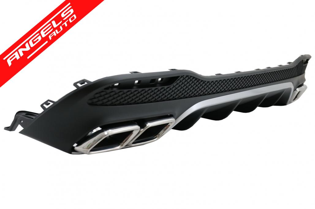 Difuzor Bara Spate cu Tobe Crom compatibil cu Mercedes GLE W166 SUV Sport Line Look - imagine 3