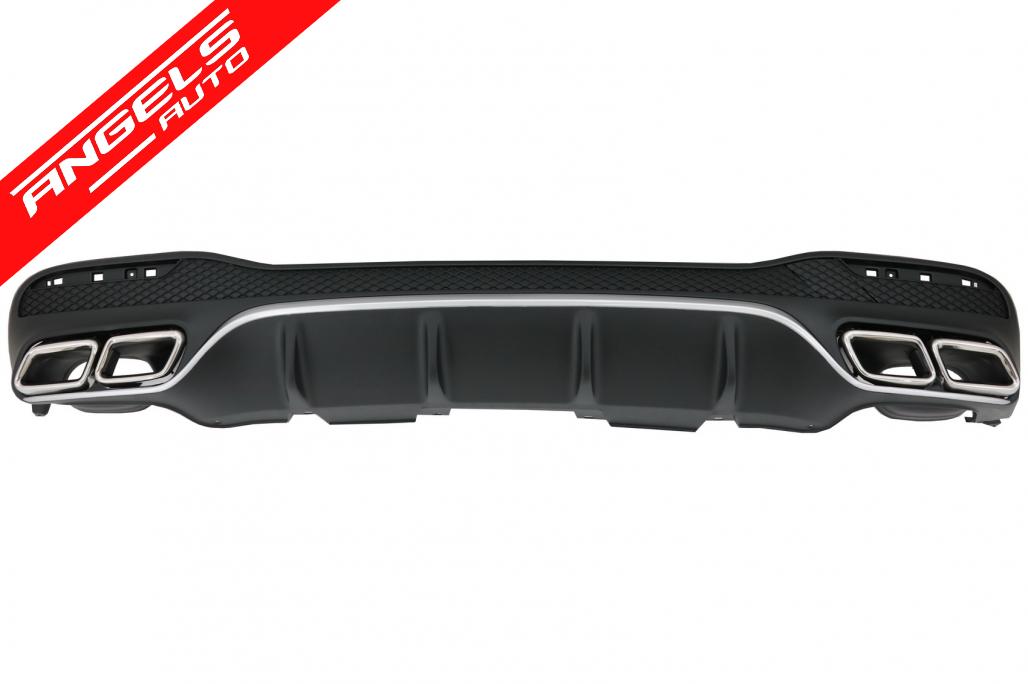 Difuzor Bara Spate cu Tobe Crom compatibil cu Mercedes GLE W166 SUV Sport Line Look - imagine 4
