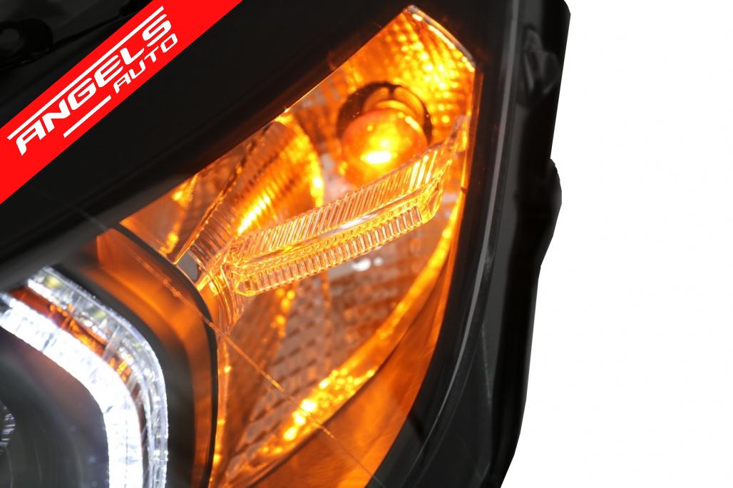 Faruri Full Angel Eyes compatibile cu BMW Seria 3 F30 F31 (2011-2015) Fundal Negru - imagine 4
