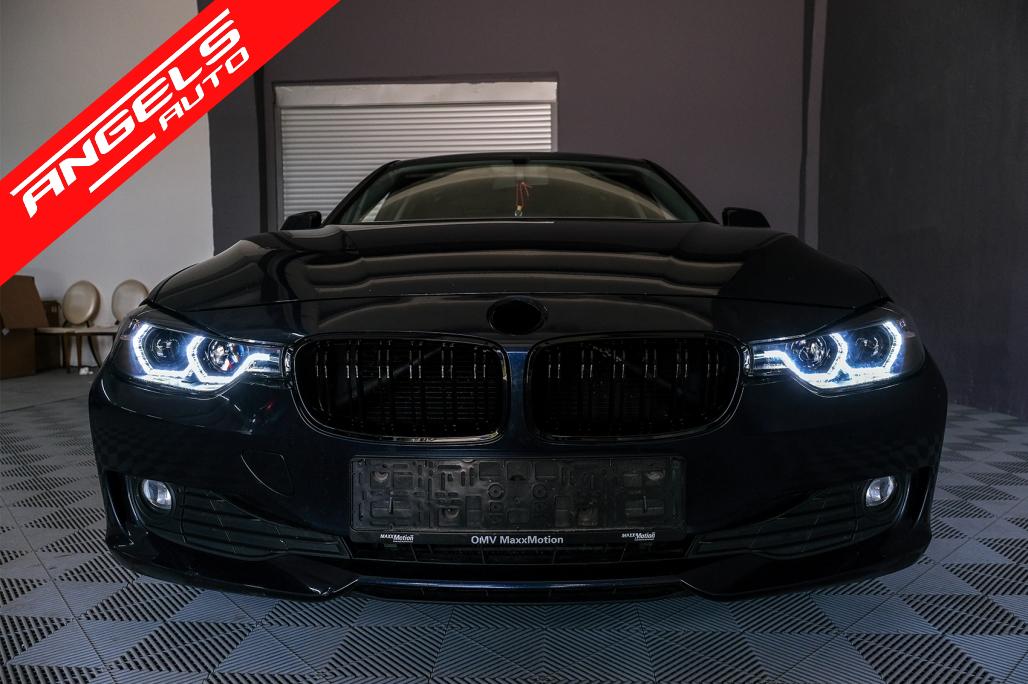 Faruri Full Angel Eyes compatibile cu BMW Seria 3 F30 F31 (2011-2015) Fundal Negru - imagine 7