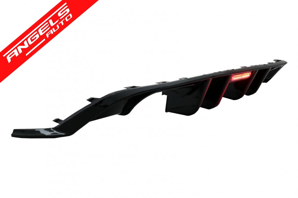 Difuzor Spate compatibil cu VW compatibil cu Golf 7.5 (2017-2019) R Look Negru Lucios cu Reflector - imagine 2