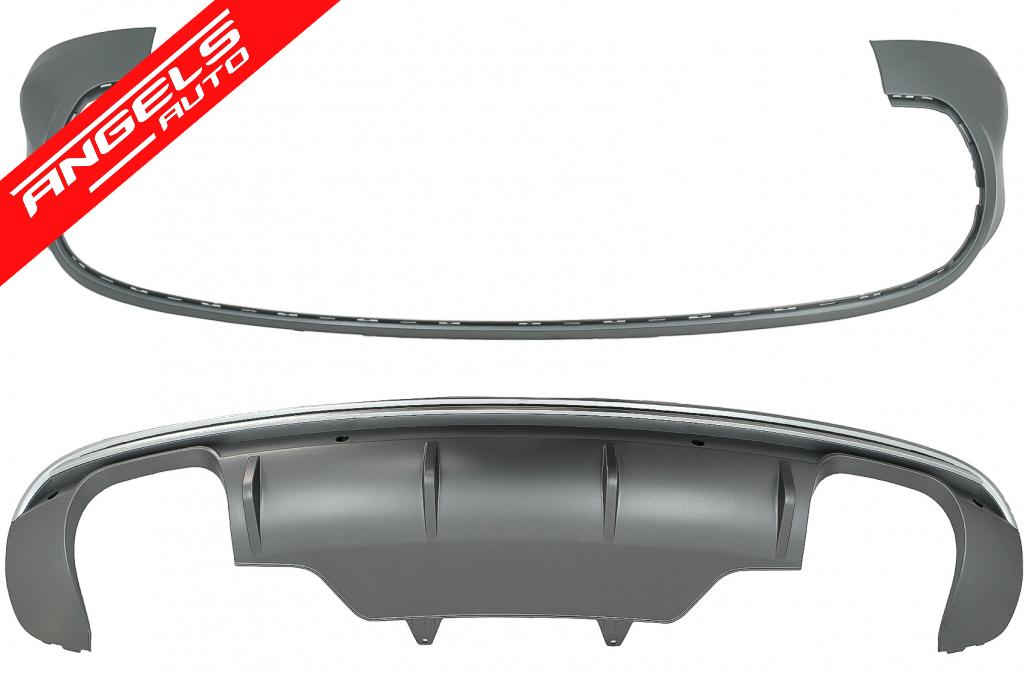 Difuzor Bara Spate cu Tips-uri compatibil cu Audi Q5 8R (2009-2016) Gri/Crom - imagine 5