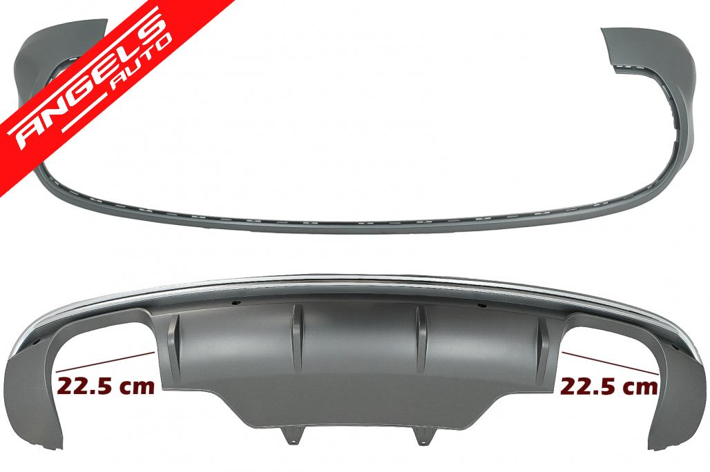 Difuzor Bara Spate cu Tips-uri compatibil cu Audi Q5 8R (2009-2016) Gri/Crom - imagine 4