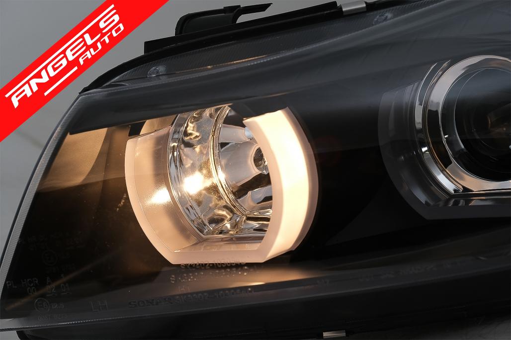 Faruri Xenon U-Led 3D Angel Eyes compatibile cu BMW E90 E91 (03.2005-08.2008) Black Look - imagine 7