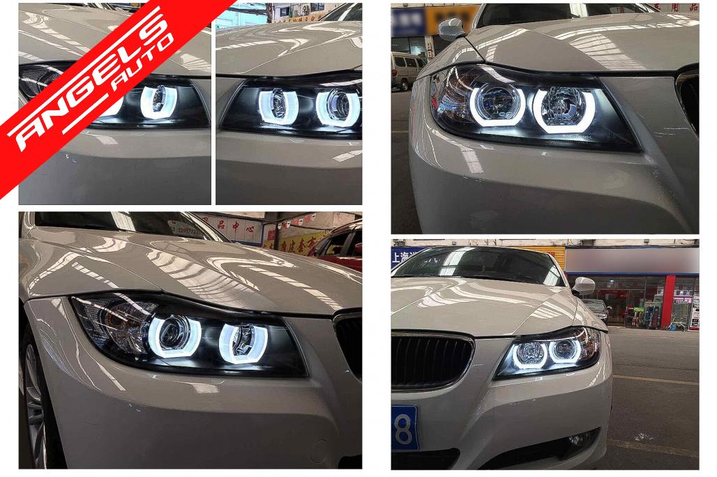 Faruri Xenon U-Led 3D Angel Eyes compatibile cu BMW E90 E91 (03.2005-08.2008) Black Look - imagine 19