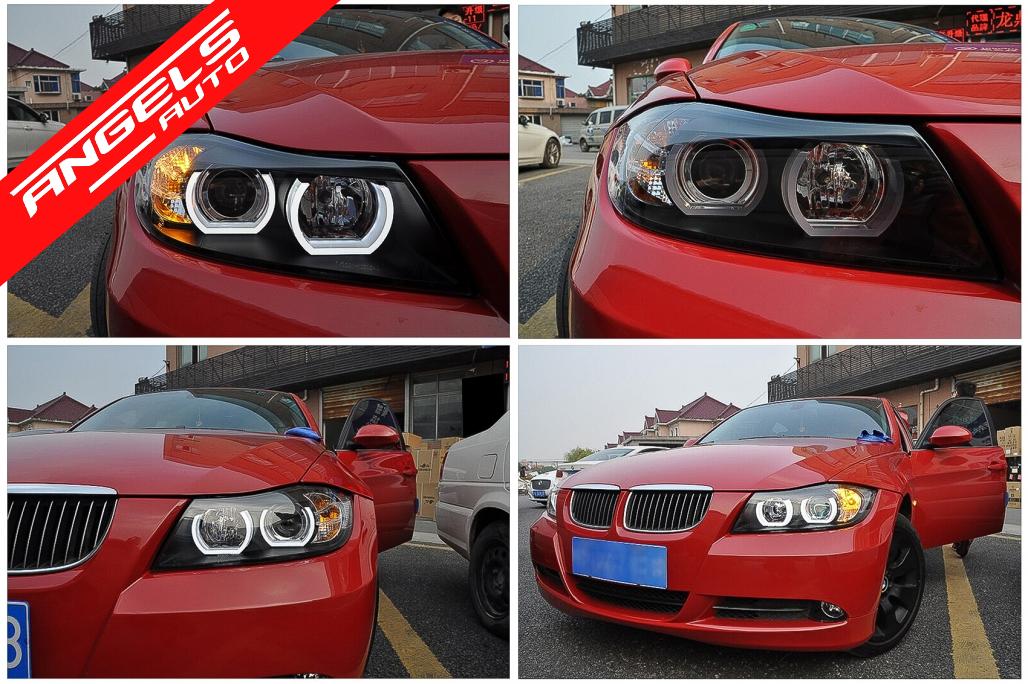 Faruri Xenon U-Led 3D Angel Eyes compatibile cu BMW E90 E91 (03.2005-08.2008) Black Look - imagine 20