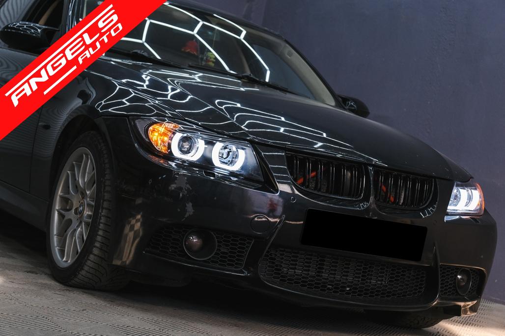 Faruri Xenon U-Led 3D Angel Eyes compatibile cu BMW E90 E91 (03.2005-08.2008) Black Look - imagine 14
