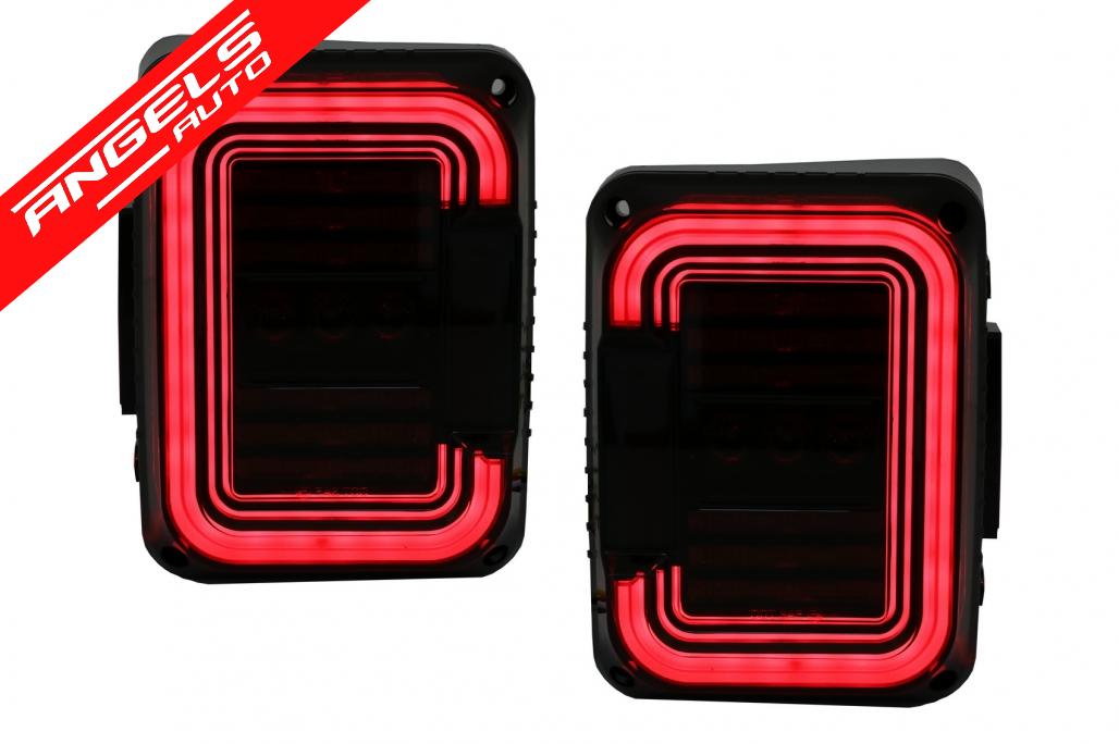 Stopuri Full LED compatibile cu Jeep Wrangler JK (2007-2017) Fumuriu - imagine 3